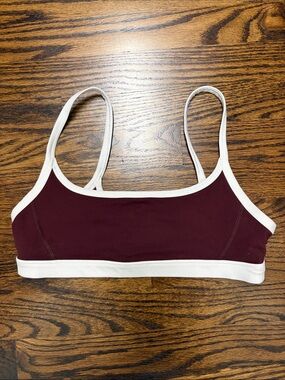 Athleta Women’s Maroon Crop Bralette with White Trim Sz XS/s